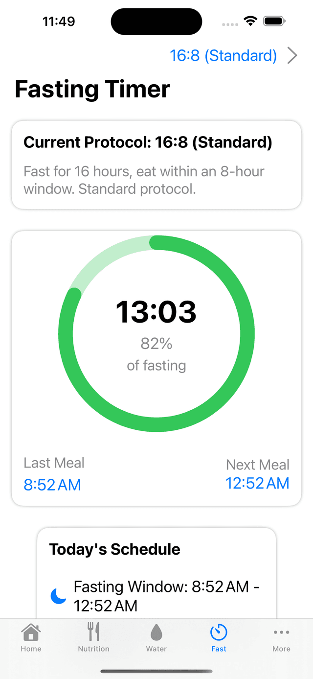 Fasting Timer Screen