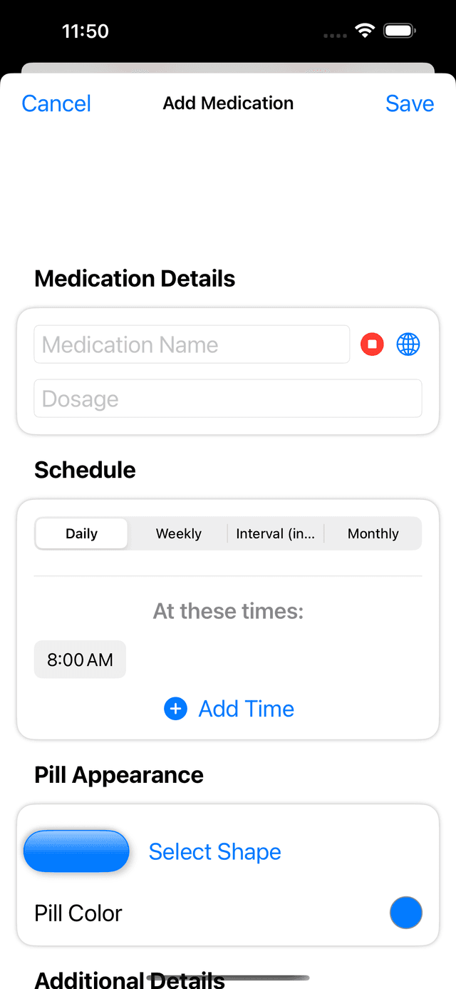 Medication Management Screen